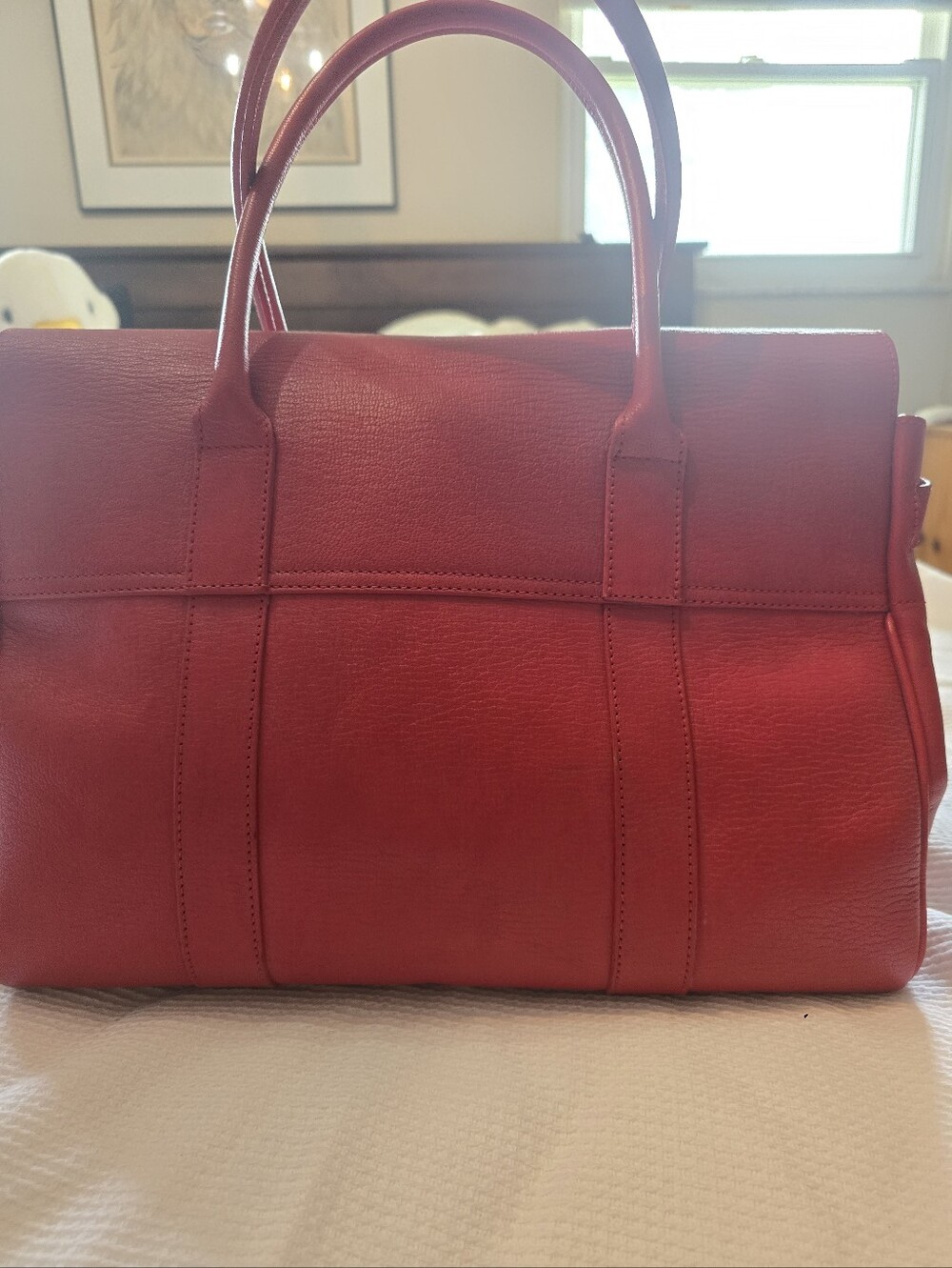 Mulberry Red Leather Top-Handle Satchel - Picture 2 of 8